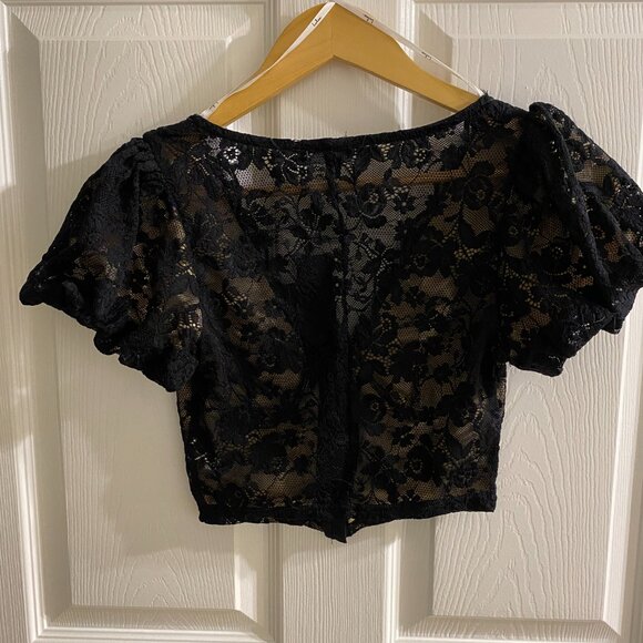 Lulus Black Lace Sheer Corset Top - Picture 3 of 4